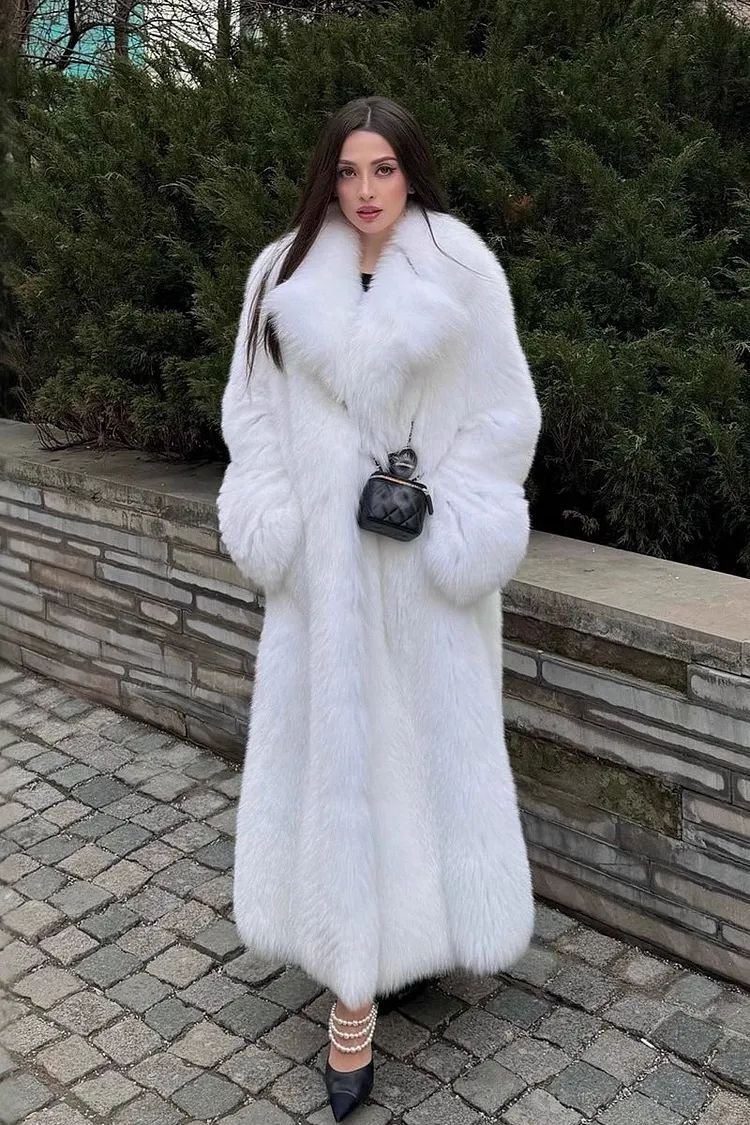 Faux Fox Fur Long Eco Fur Overcoat