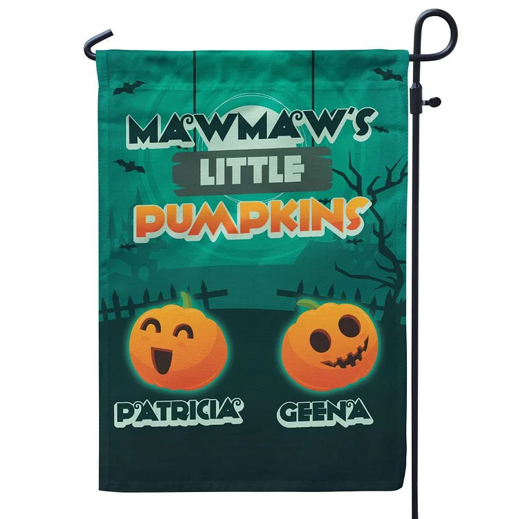 Personalized Halloween Garden Flag Custom 2 Names Flag "Grandma's Little Pumpkins"
