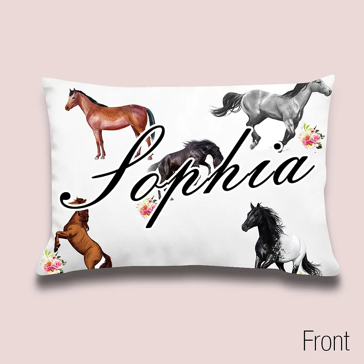 BlanketCute-Personalized Lovely Bedroom Horse Pillowcase with Your Kid's Name