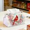 Cardinal Plum DIY PULeather Diamond Painting Tissue Box for Adults Beginners Large Size Diamond Art Paper Storage Holder for Living Room Bathroom Table Decor