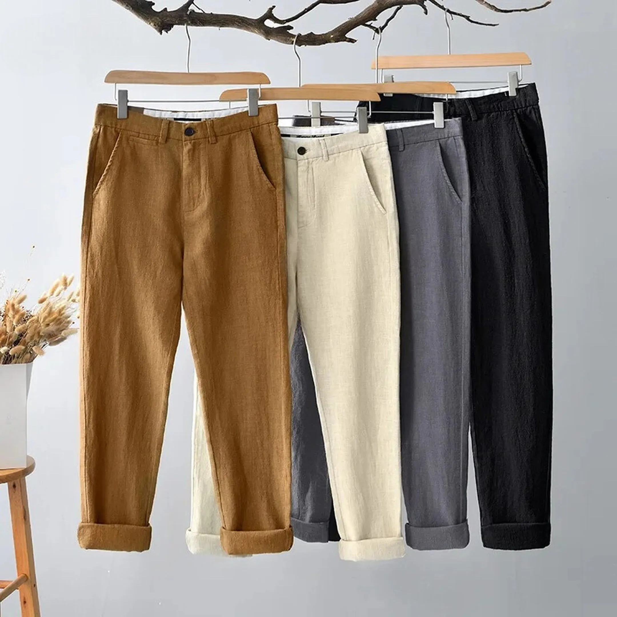 Men's Hemp Blend Straight Leg Trousers &ndash; Relaxed Summer Tailoring