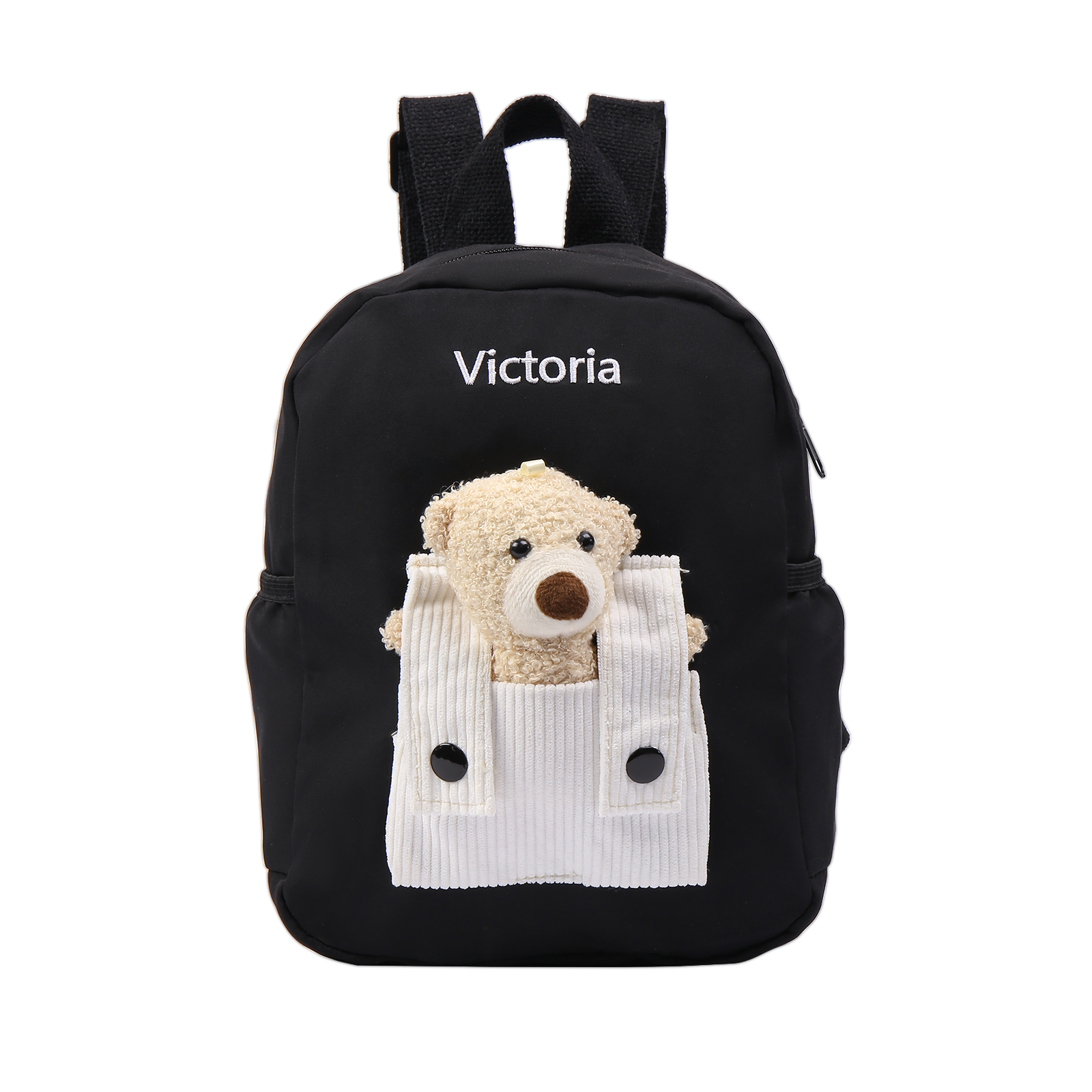 Personalised Bear School Bag Custom Name Canvas Backpack Back To School Gift for Kids-Jessemade AU