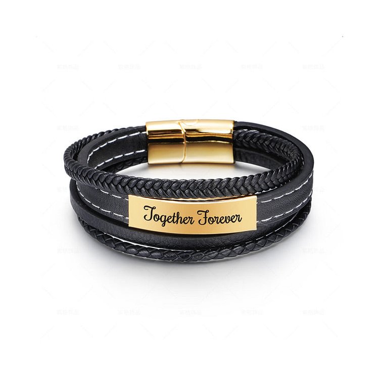 For Grandson - Forever linked together Black bracelet