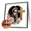 Fille noire priant - perceuse ronde peinture diamant - 45*45cm (foret abdominal partiel)