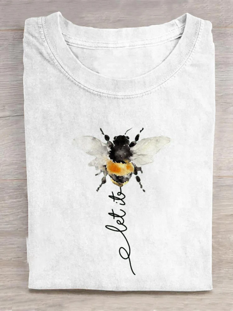 Comstylish Let It Bee Art Print Casual Cotton T-shirt