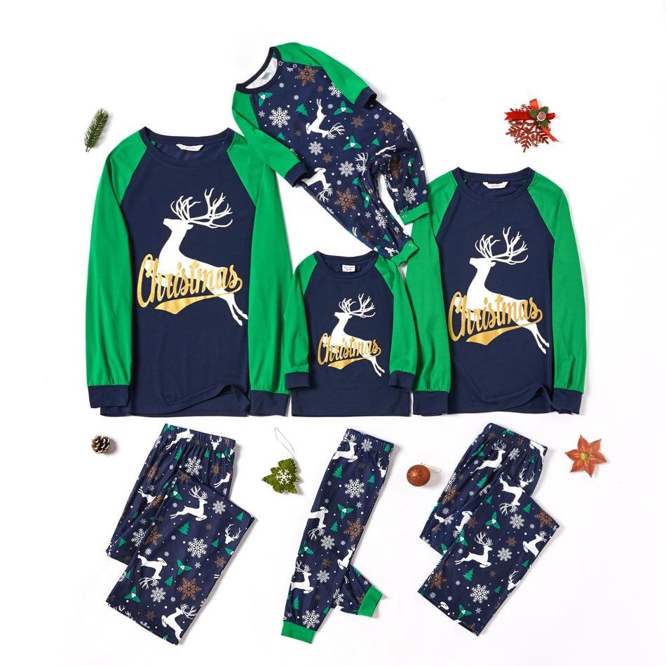 Family Matching Reindeer Print Christmas Pajamas Sets