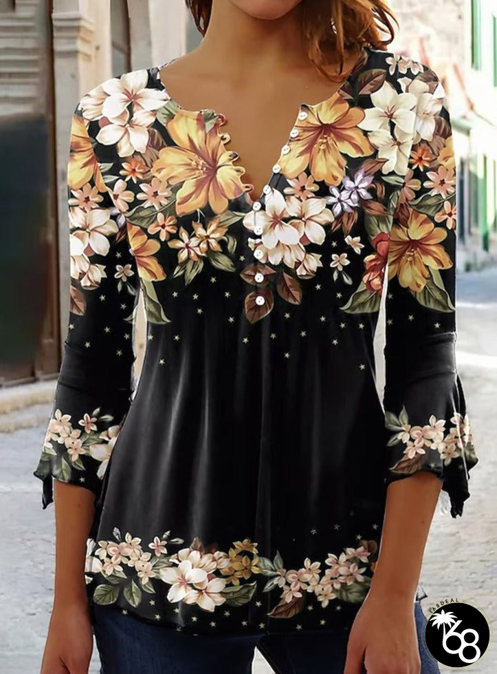 Women's fashion V-neck T-shirt | 168DEAL