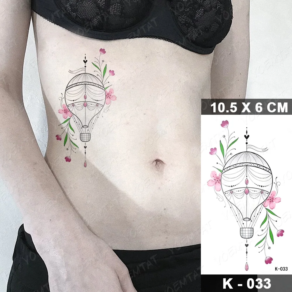 Waterproof Temporary Tattoo Sticker Realistic Black Waist Wrist Lily Flowers Flash Tatoo Fake Tatto For Body Art Women Men