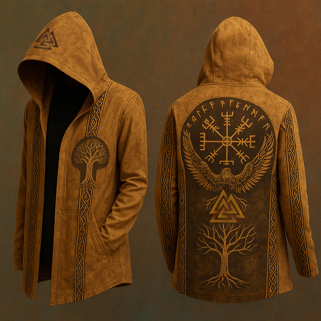 Men's Viking Nordic Tree Of Life Eagle 3D Print Vintage Hooded Jacket / Rvogue / Rvogue