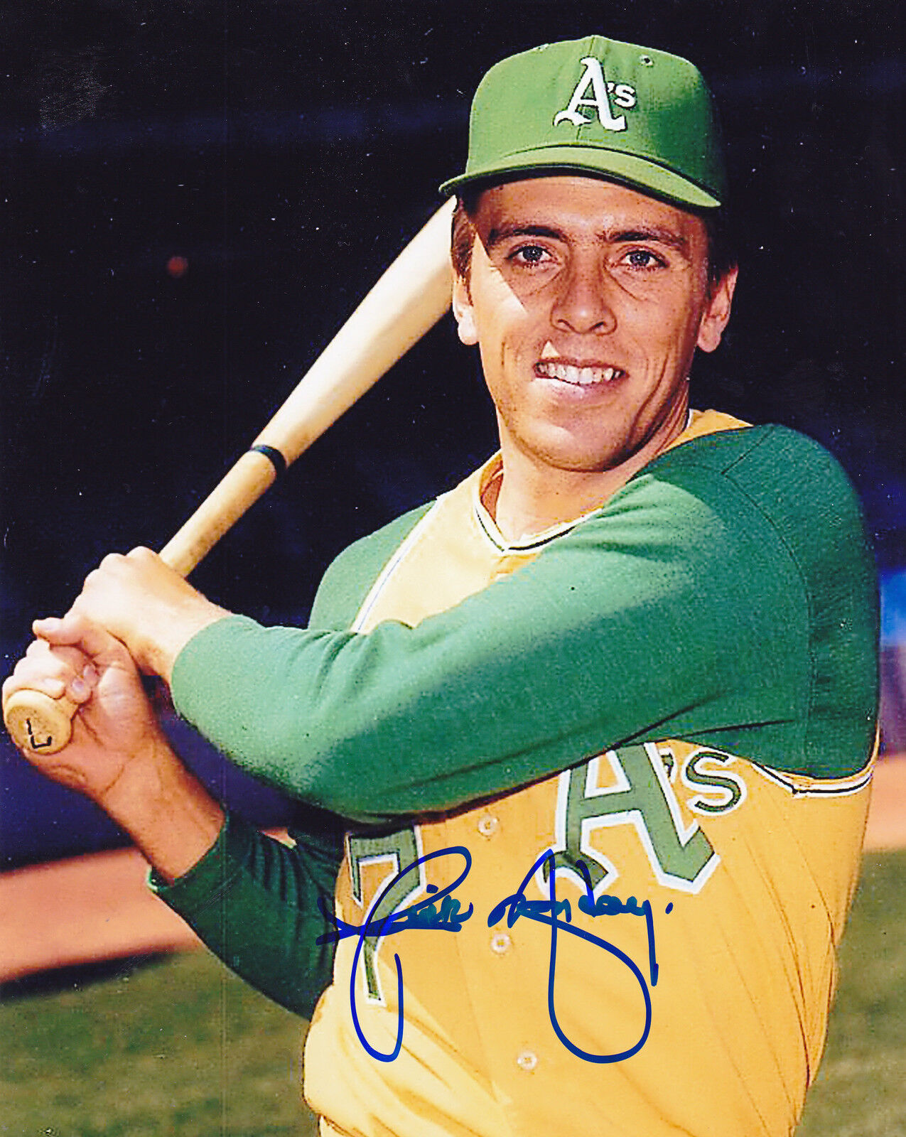 RICK MONDAY OAKLAND A'S ACTION SIGNED 8x10