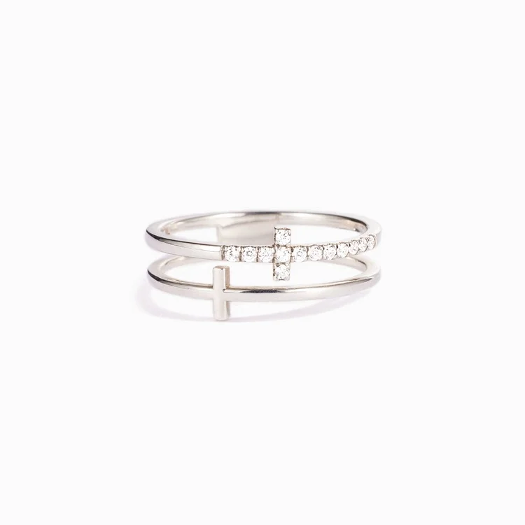 To My Daughter Pray Through It Double Cross Ring S925