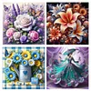 (Multi Style)Rose Butterfly-Full Embroidery 3 Strands 11CT Stamped Cross Stitch-45*45CM