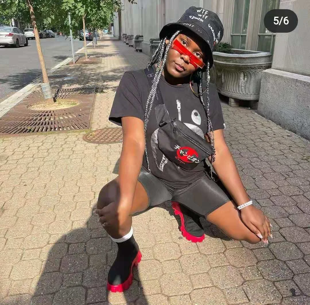 Qengg Qengg New 2023 Martin Round Boots Knit Ankle Boots Fall And Winter Thick Bottom Heel Low Top Fly Large Size