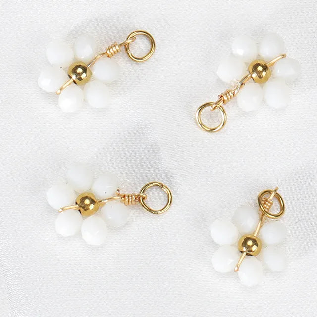 20 PCS/Package Diameter 10mm Hole 3~3.9mm 304 Stainless Steel Artificial Crystal Flower Pendant Jewelry Accessories