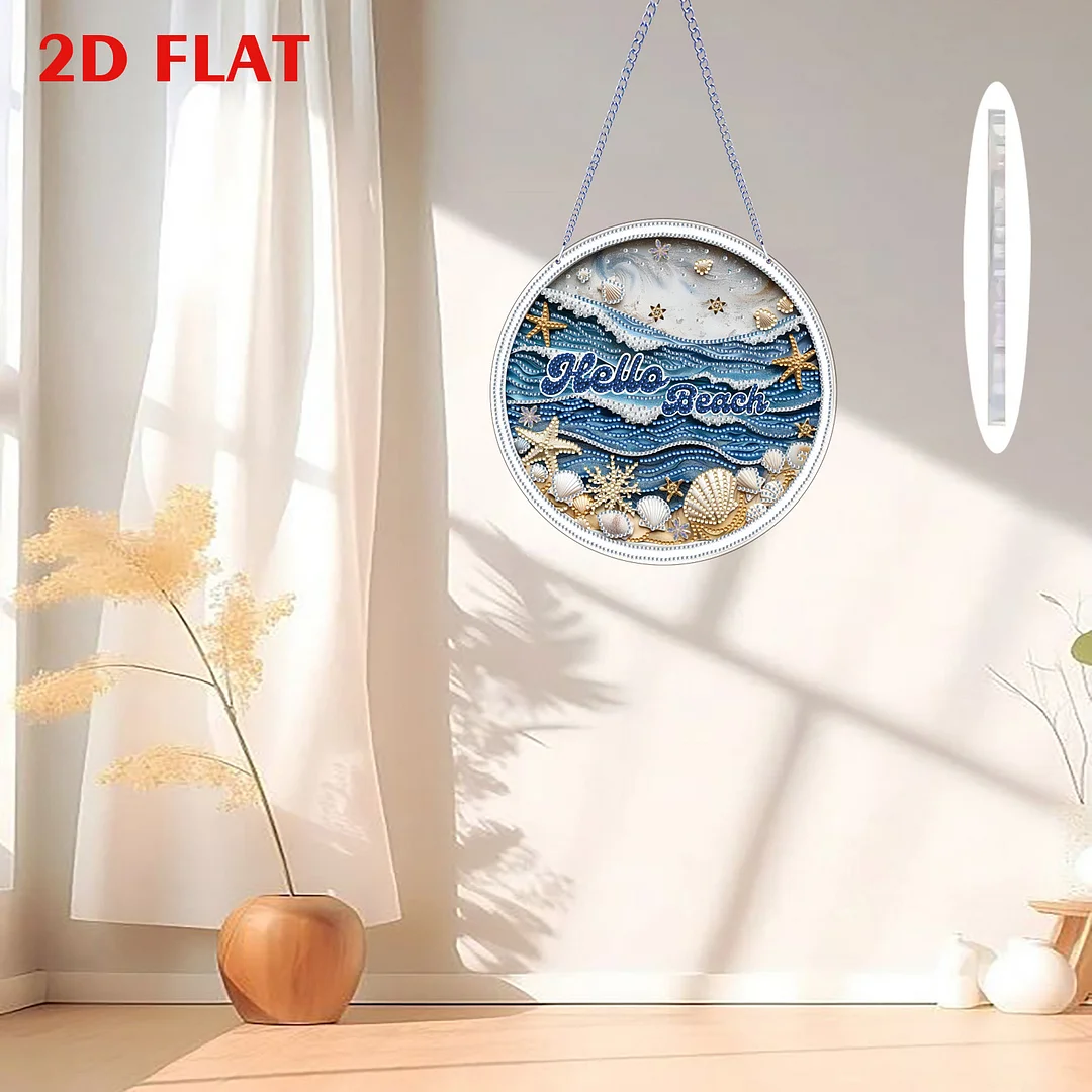Waves 2D Flat DIY Acrylic Diamond Art Pendant for Adults Gift Home Window Decor