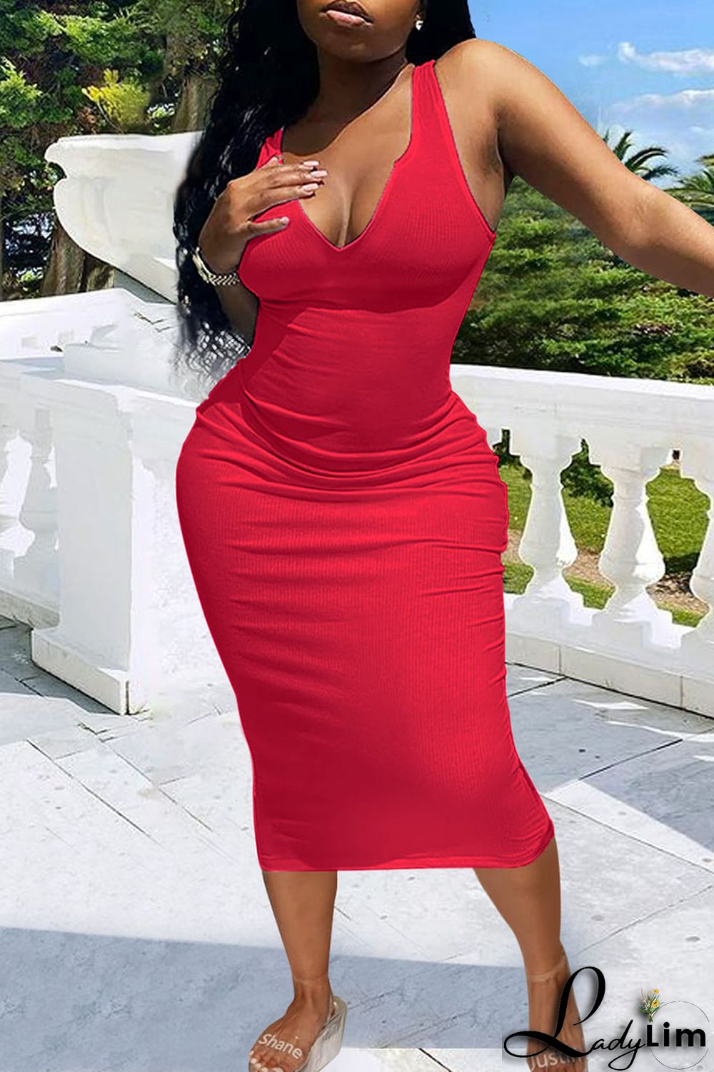 Blue Sexy Solid Patchwork Spaghetti Strap One Step Skirt Dresses