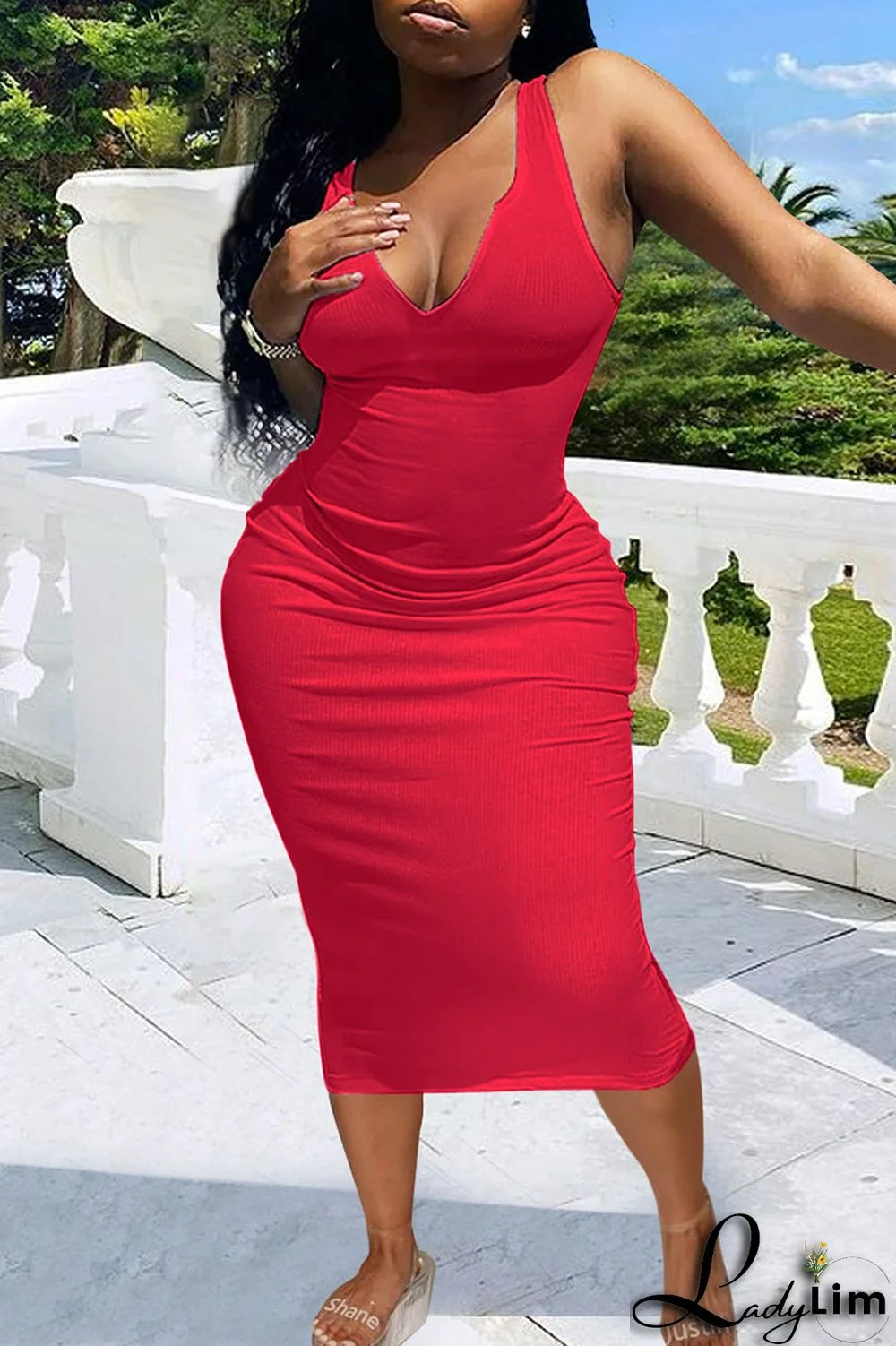 Blue Sexy Solid Patchwork Spaghetti Strap One Step Skirt Dresses