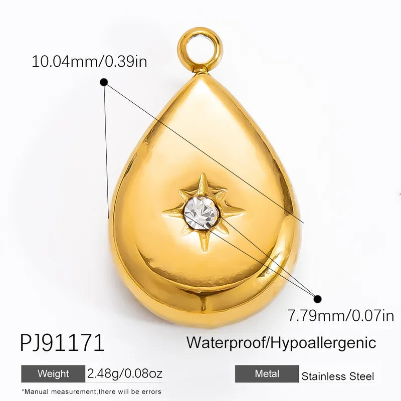 1 Piece 16.47mm 304 Stainless Steel Zircon Geometric Heart Shape Eye Pendant Jewelry Accessories