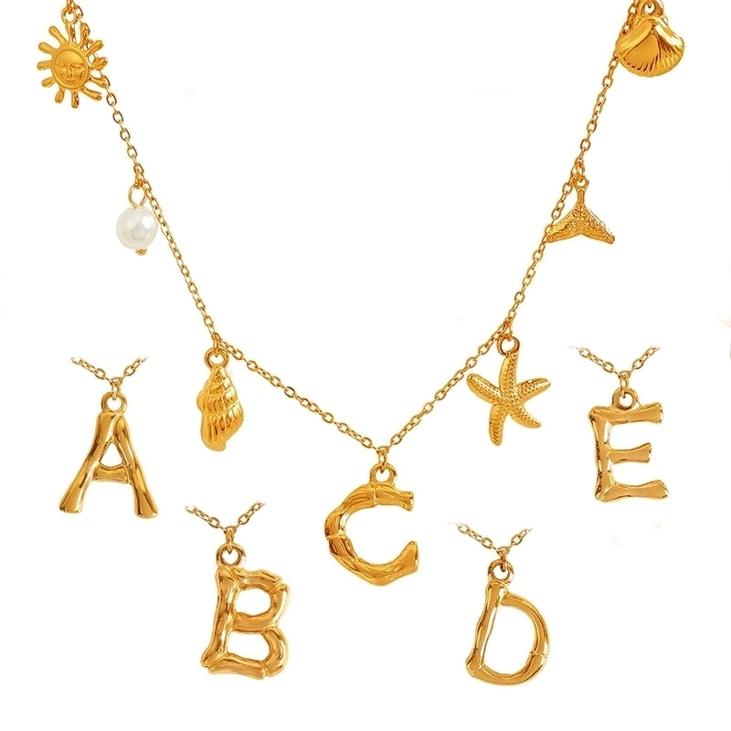 Beach Starfish 304 Stainless Steel Artificial Pearls 18K Gold Plated Polishing Inlay Pendant Necklace