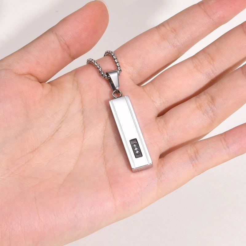 Minimalist Streetwear Square 201 Stainless Steel Inlay Zircon Men’s Pendant Necklace