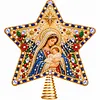 DIY Diamond Painting Christmas Tree Topper Star, Acrylic Holiday Tree Top Decoration with Spring Base, Removable Tabletop Christmas Decor