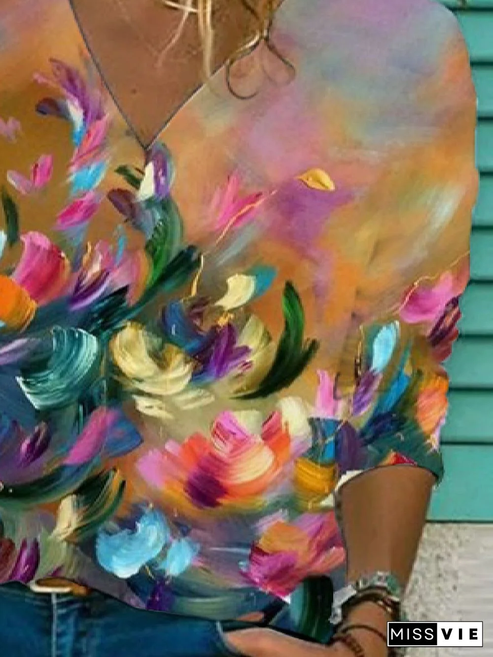 Casual Printed 3/4 Sleeve T-shirt