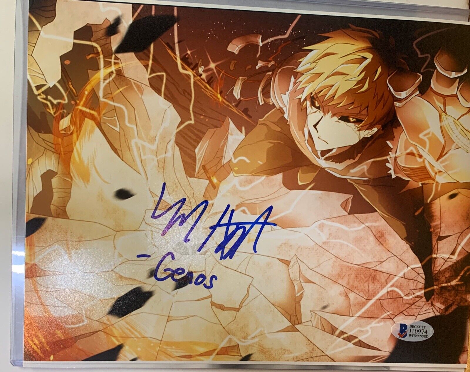 ZACH AGUILAR GENOS SIGNED 8X10 Photo Poster painting ONE PUNCH MAN BECKETT BAS COA D5