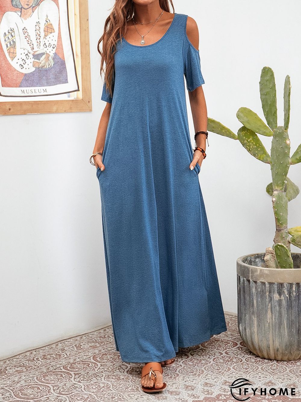 Holiday Shift Short Sleeve Crew Neck Knitting Dress | IFYHOME