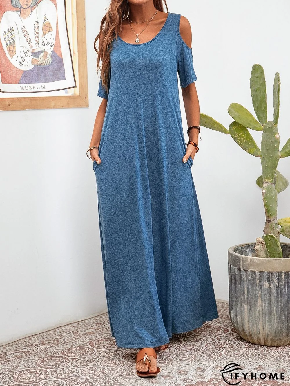 Holiday Shift Short Sleeve Crew Neck Knitting Dress | IFYHOME