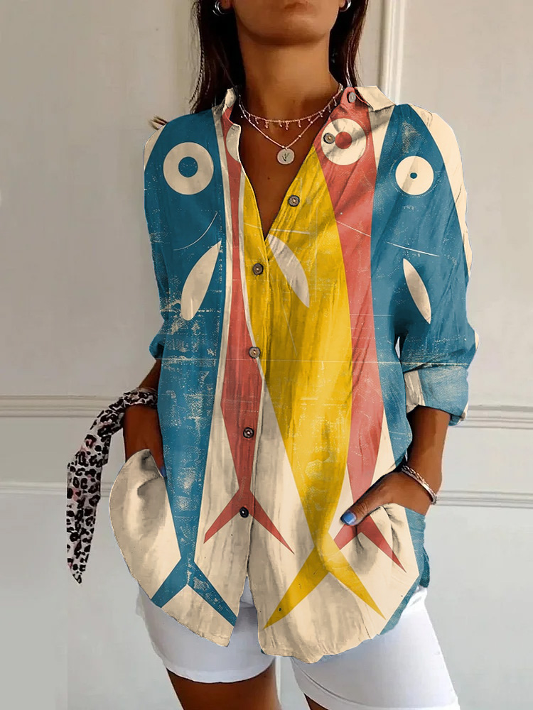 Vintage Sardines Art Print Long Sleeve Shirt