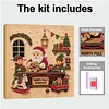 (20x20cm)Santa Workshop DIY Pearl Painting Art With Inner Wooden Framed Kit