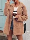 Urban Loose Solid Color Plush Lapel Collar Warm Coat