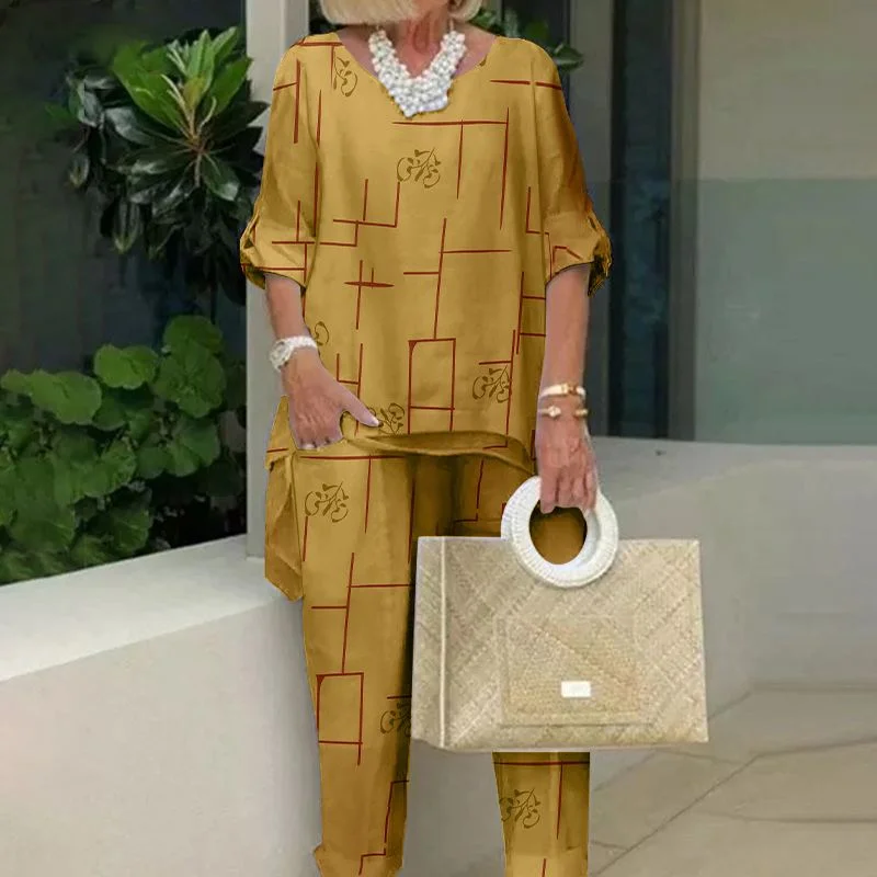 2PCS Summer Suits Women Vintage Printed Urban Tracksuit ZANZEA Two Piece Sets Casual Half Sleeve Blouse Pants Sets Matching Sets