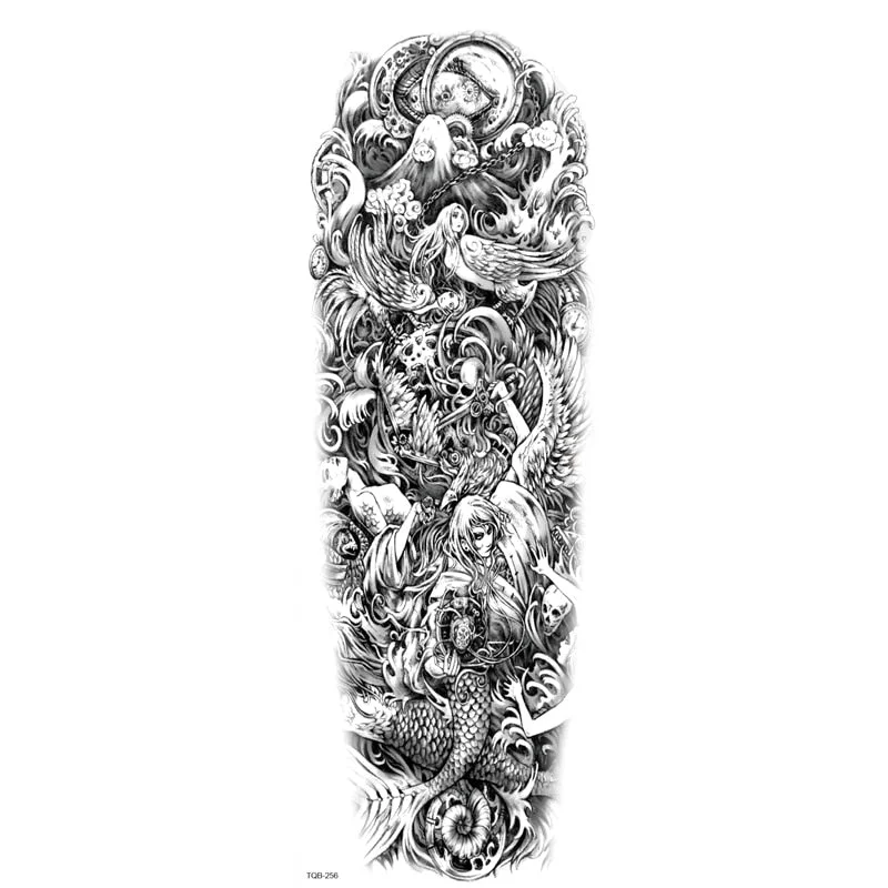 Fake Tattoo Dragon For Men Waterproof Sleeves Angel Tiger Snake Animal Stickers Waterproof Temporary Tattoos Skeleton Hand