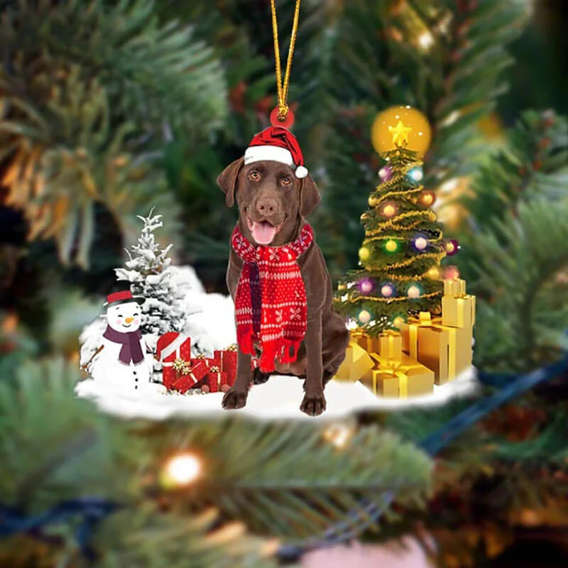 VigorDaily Chocolate Labrador Retriever Christmas Ornament SM006