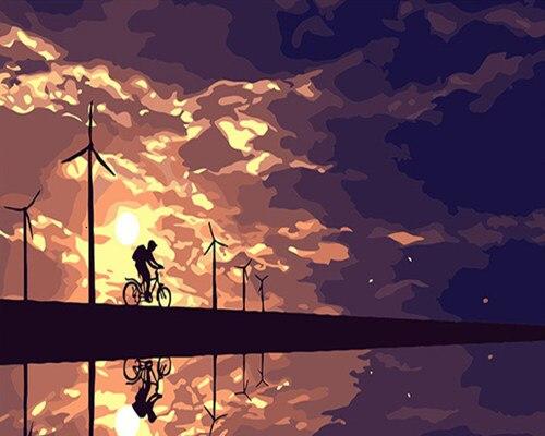 

Sun Sets on Bike Boy – Paint By Numbers - 40*50CM, 501 Original