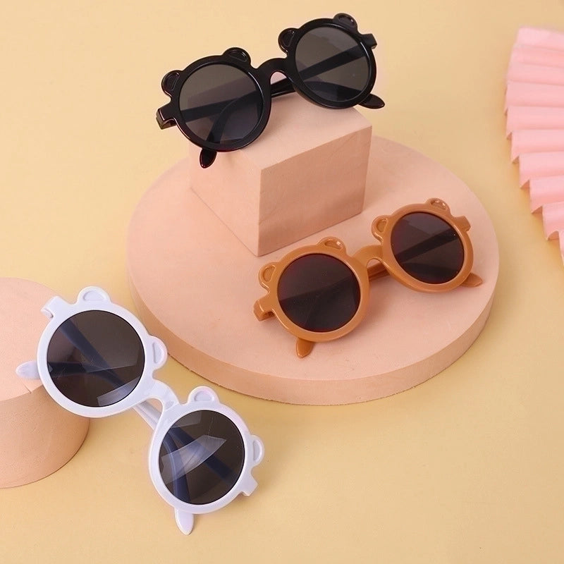 Vintage Style Bear Pc Round Frame Full Frame Kids Sunglasses