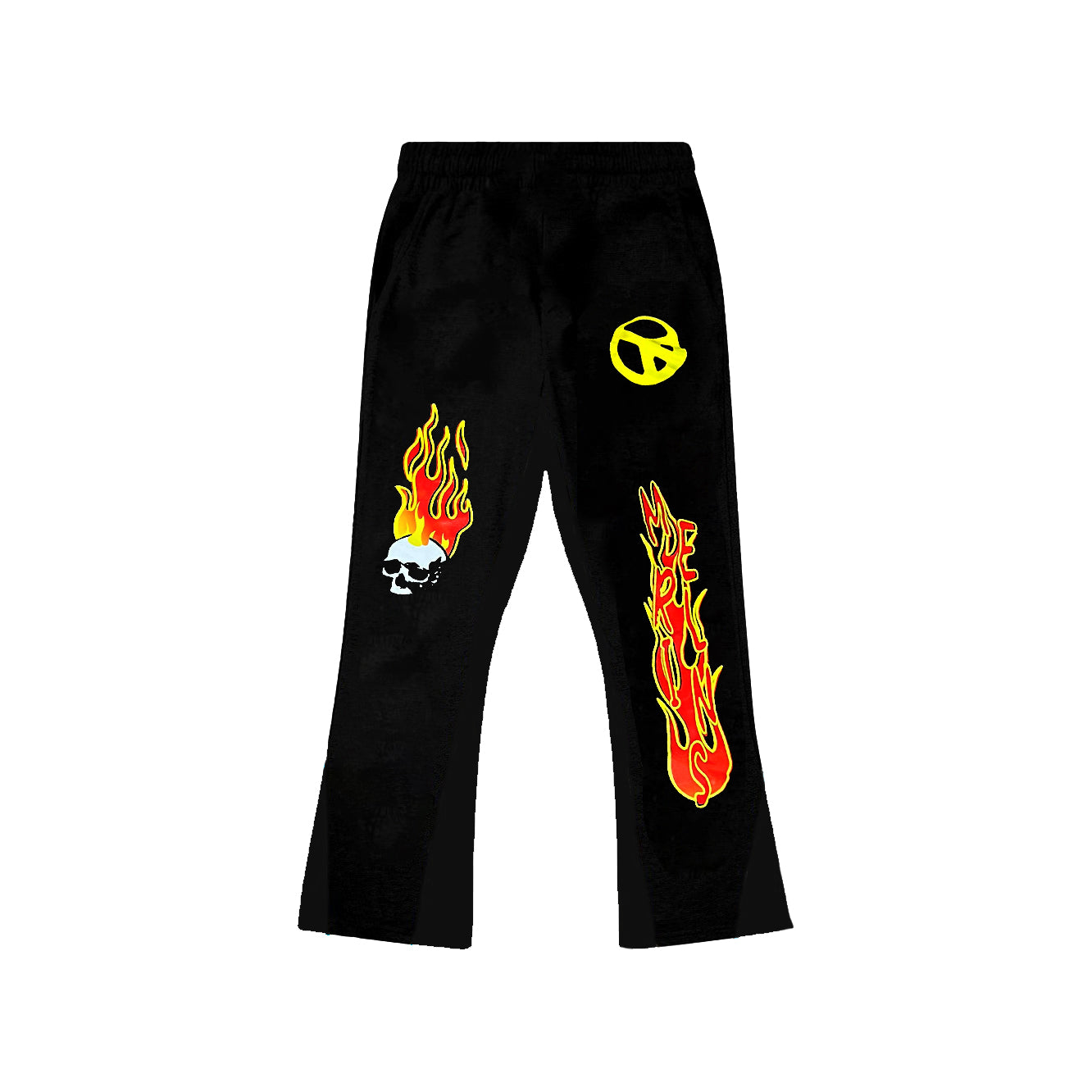 Flame Black Stylish Casual Flared Trousers