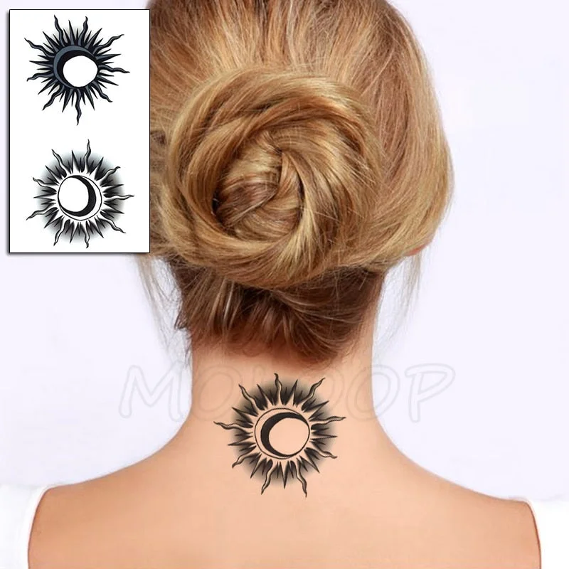 Tattoo Sticker Moon Sun Lunar Star Element Body Art Makeup Waterproof Temporary Women and Men Fake Tatoo