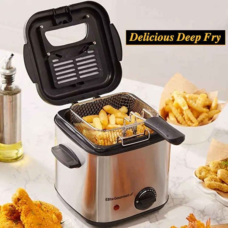 1.5 Quart Stainless Steel Electric Deep Fryer with Adjustable Temperature Control