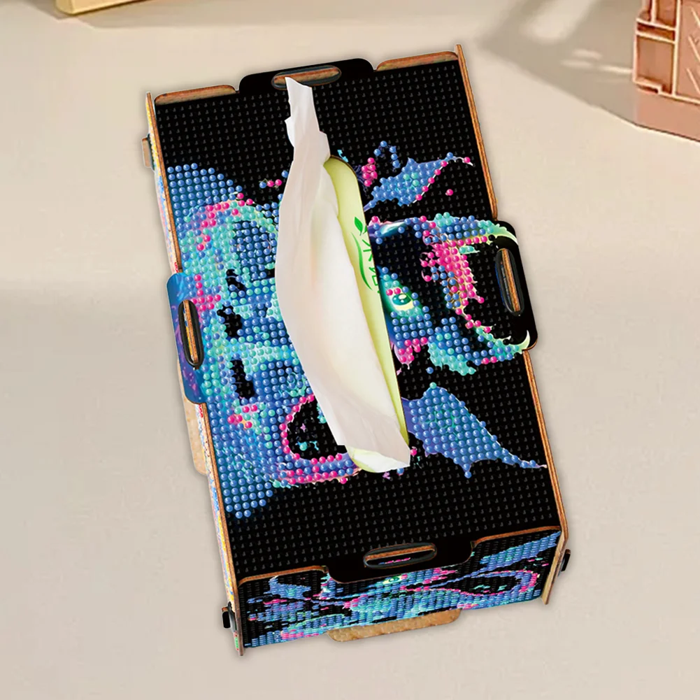 Dragon 5D DIY Diamond Painting Handmade Tissue Holder Wooden Tissue Box Craft