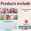 6Pcs Diamond Painting Flowers Butterflies Greeting Card with Envelopes for Beginner Adult Holiday Gifts