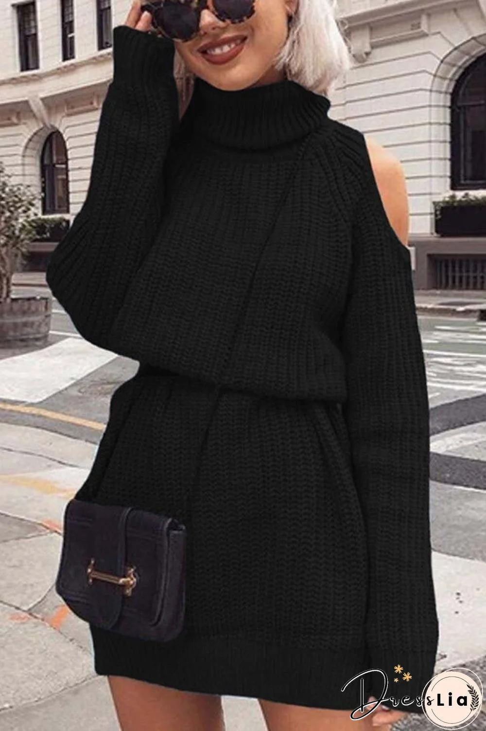 High Collar Dew Shoulder Sweater