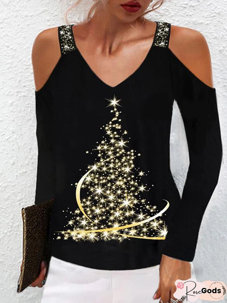 Christmas Casual Regular Fit Tops