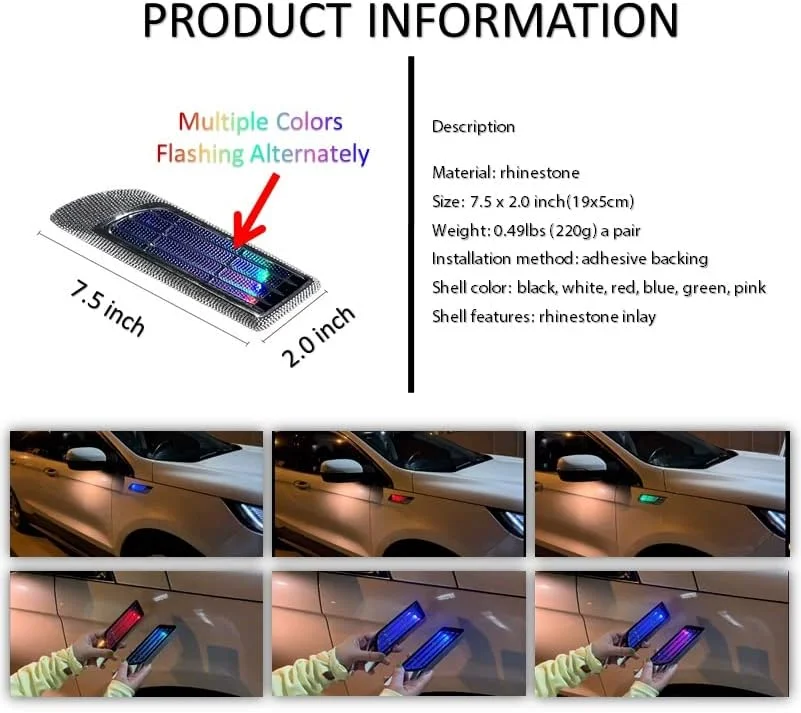 Universal Car Exterior Accessories -- Hood Scoop For Cars, Car Hood Vents With Cool Solar Warning Light, Car Vent Accessories. Cars, Pickup Trucks, SUVs, Exterior Automotive Accessories, A Pair. ( Col