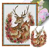 >SALE<Full Embroidery Cotton Thread 14CT Printed Xmas Deer Family Cross Stitch 36x47cm