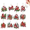 (US Local)12pcs Christmas Cardinal Diamond Painting Keychains Kit DIY Diamond Art Charms