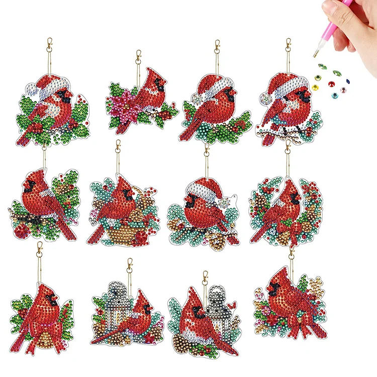 12pcs Christmas Diamond Painting Keychains Kit DIY Diamond Art Charms for Adults gbfke
