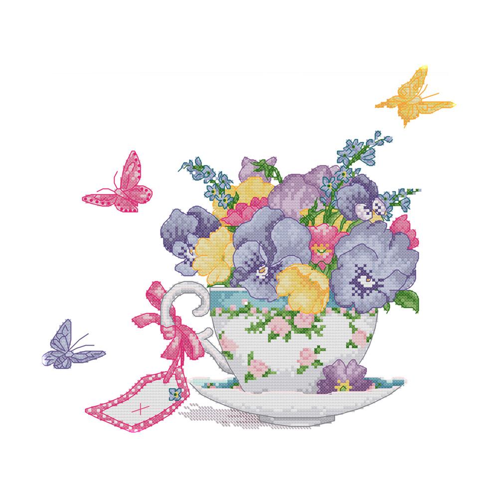 

Phalaenopsis In A Teacup - 14CT Stamped Cross Stitch - 34*31cm, 501 Original