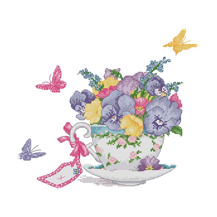 Joy Sunday - Flowers - 14CT 2 Strands Threads Printed Cross Stitch Kit - 34x31cm(Canvas)